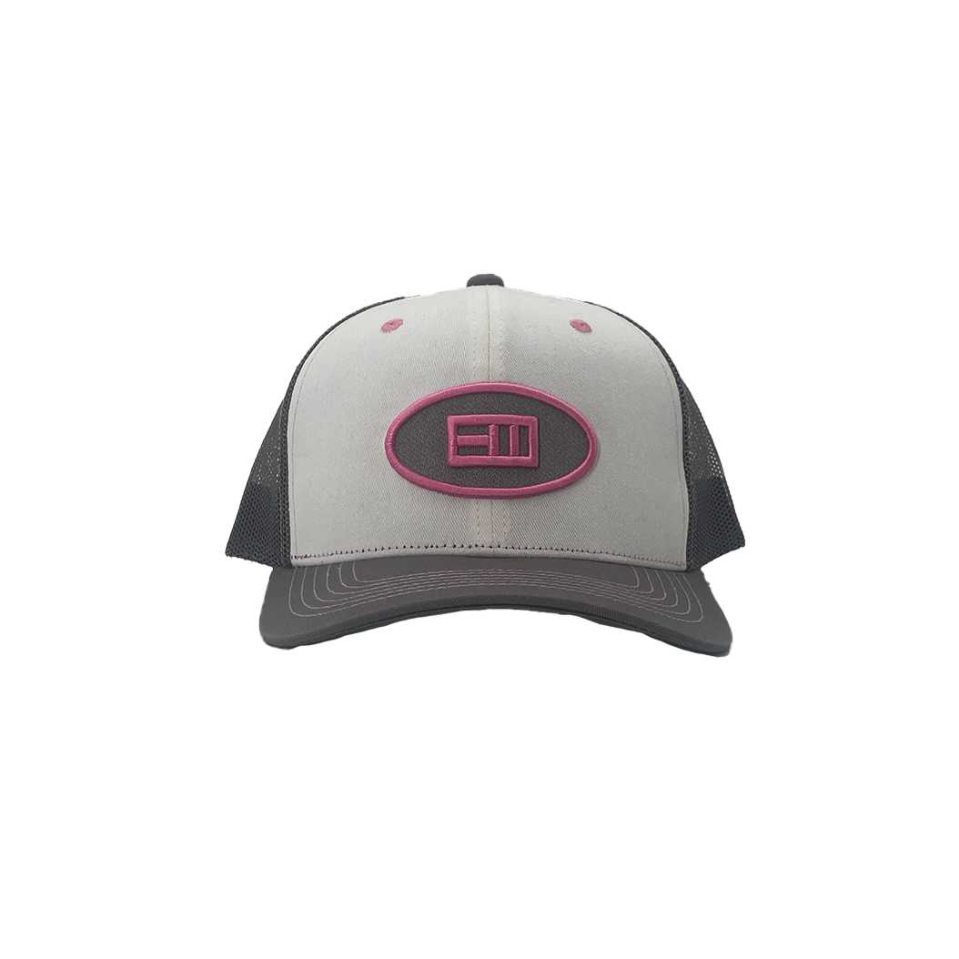 Ellipse Logo Trucker Hat - Gray + Pink