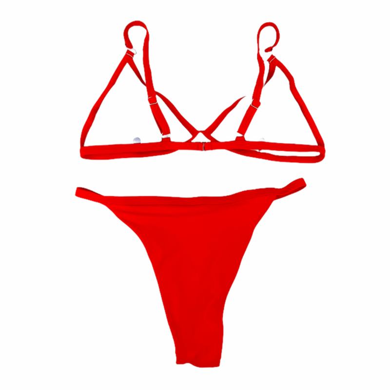 Red V-Ring Bikini Set - Empty Whole Swimwear