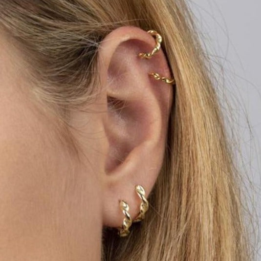 Twisted Huggie Hoop Earrings Gold Empty Whole Jewelry