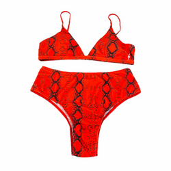 Red Snake Animal Print Bikini Set - Empty Whole Swimwear