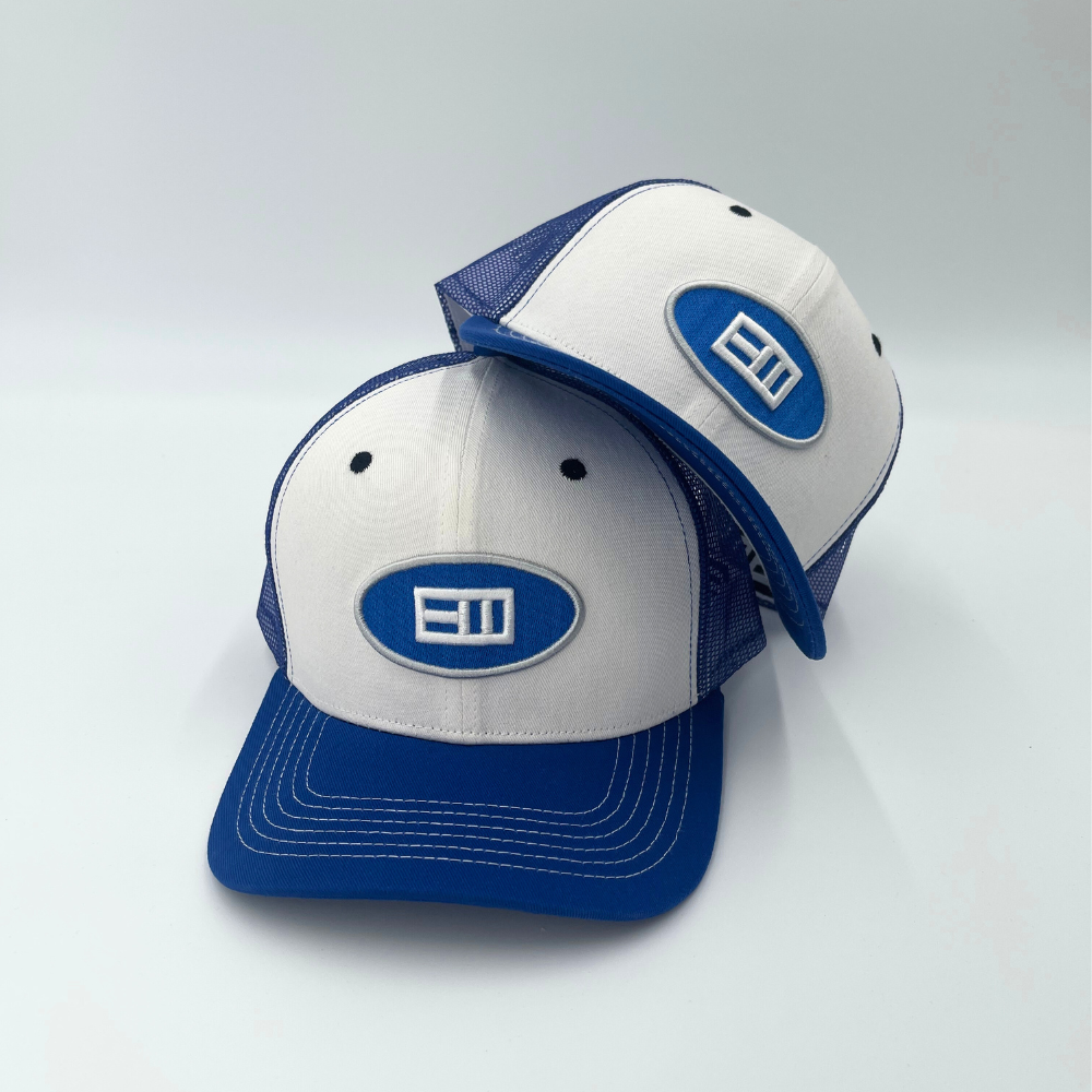 Empty Whole Ellipse Logo Trucker Hat - Blue