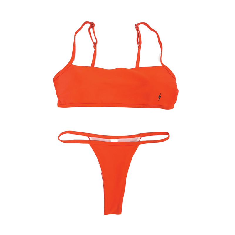 Orange Hollow Top Bikini Set