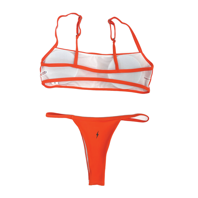 Orange Hollow Top Bikini Set