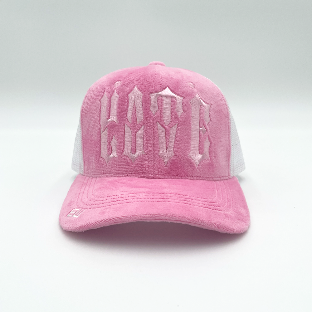 Velvet Love / Hate Trucker Hat - Pink - Empty Whole Women's Streetwear - Girls Snapback Trucker Hat