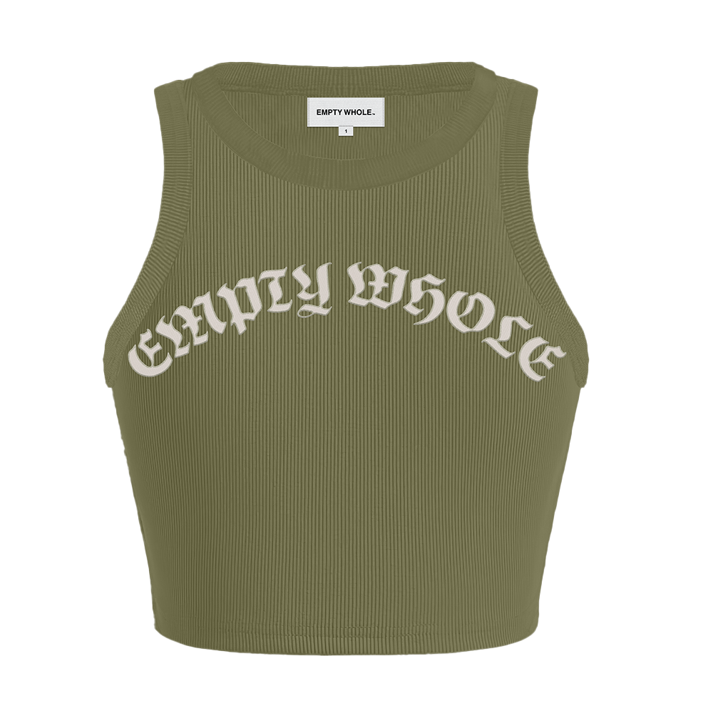 Empty Whole Script Logo Tank Top - Military Green