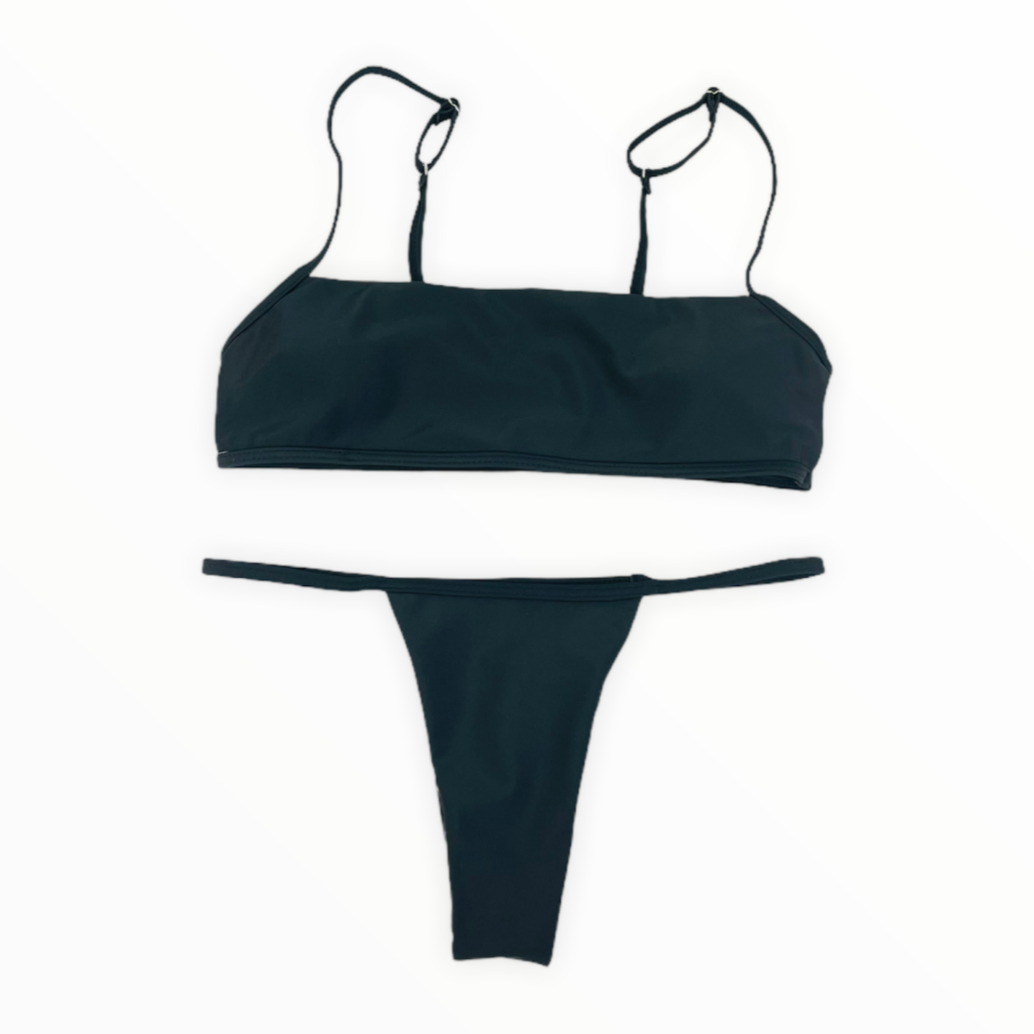 Black Hollow Top Bikini Set