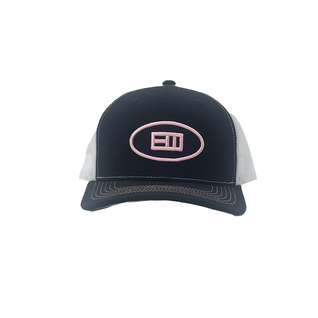 Ellipse Logo Trucker Hat - Black + Light Pink