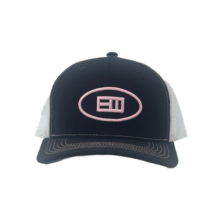 Ellipse Logo Trucker Hat - Black + Light Pink