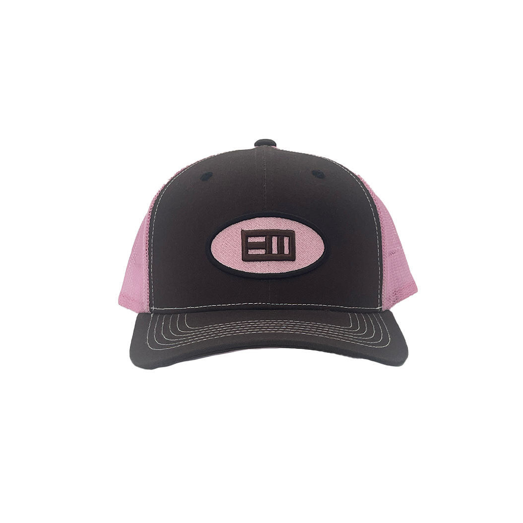 Ellipse Logo Trucker Hat - Brown + Pink