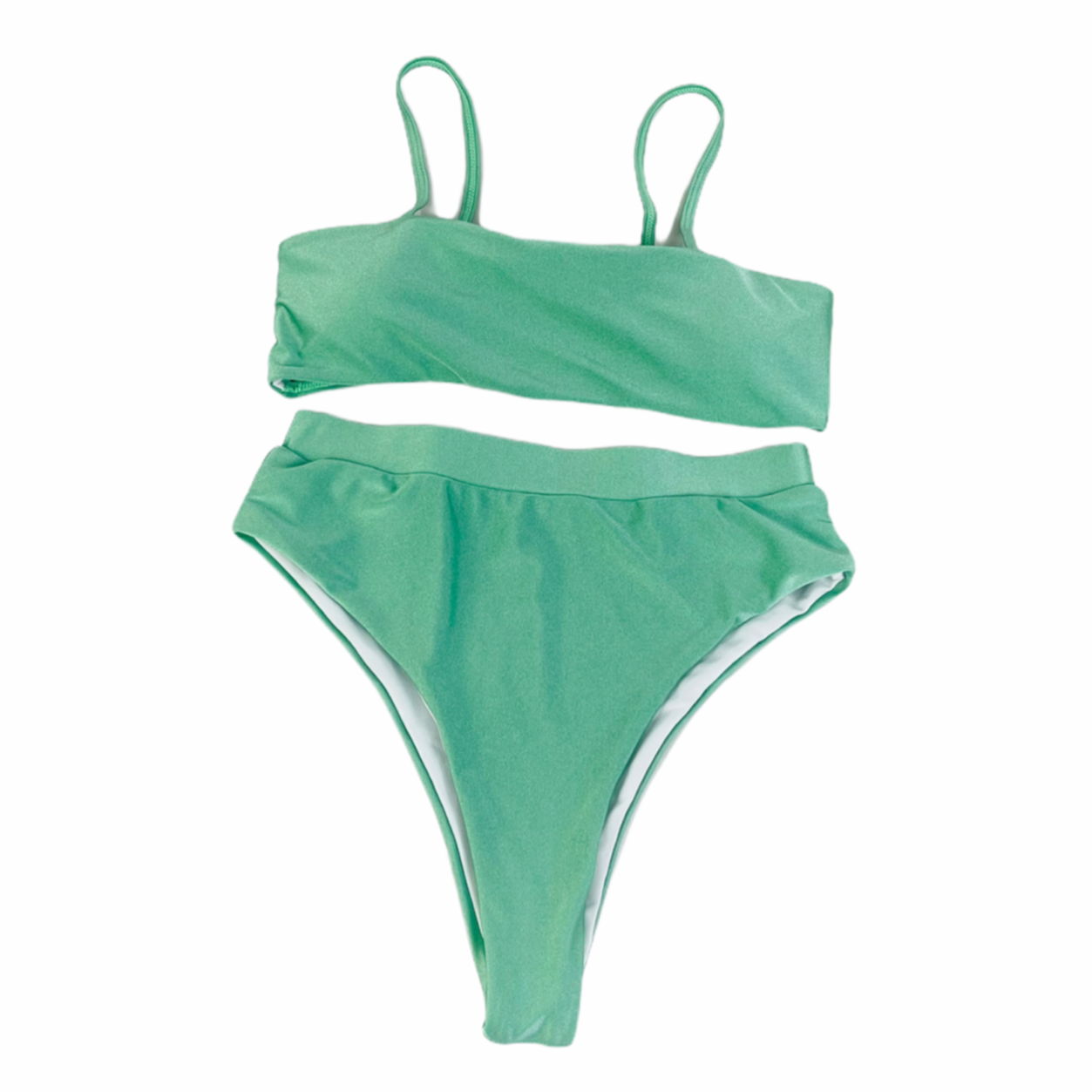 Green Spaghetti Strip Bikini Set