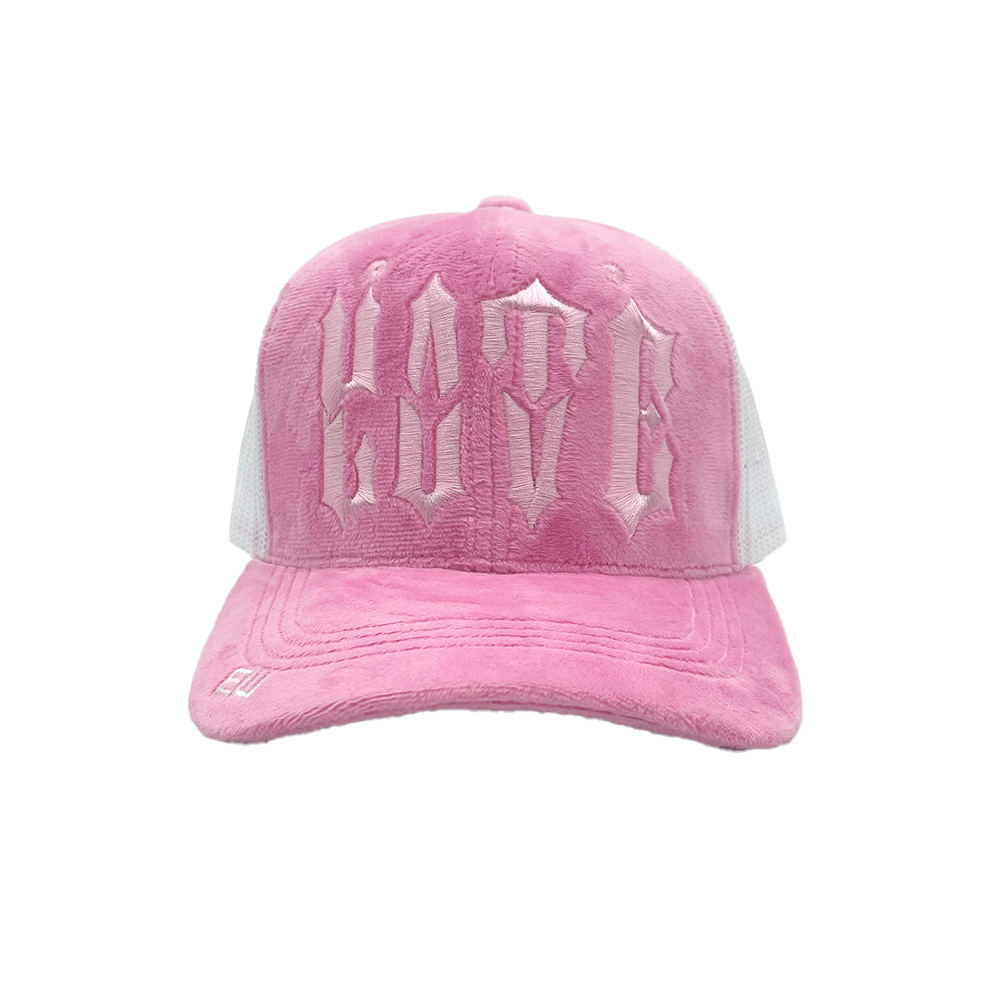 Velvet Love / Hate Trucker Hat - Pink - Empty Whole Women's Streetwear - Girls Snapback Trucker Hat