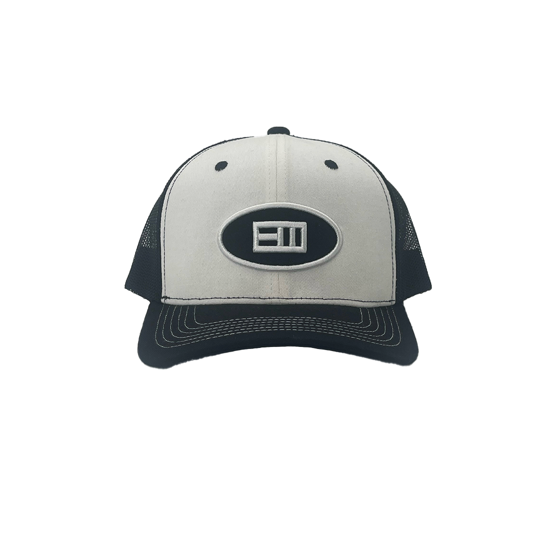 Ellipse Logo Trucker Hat - White + Black