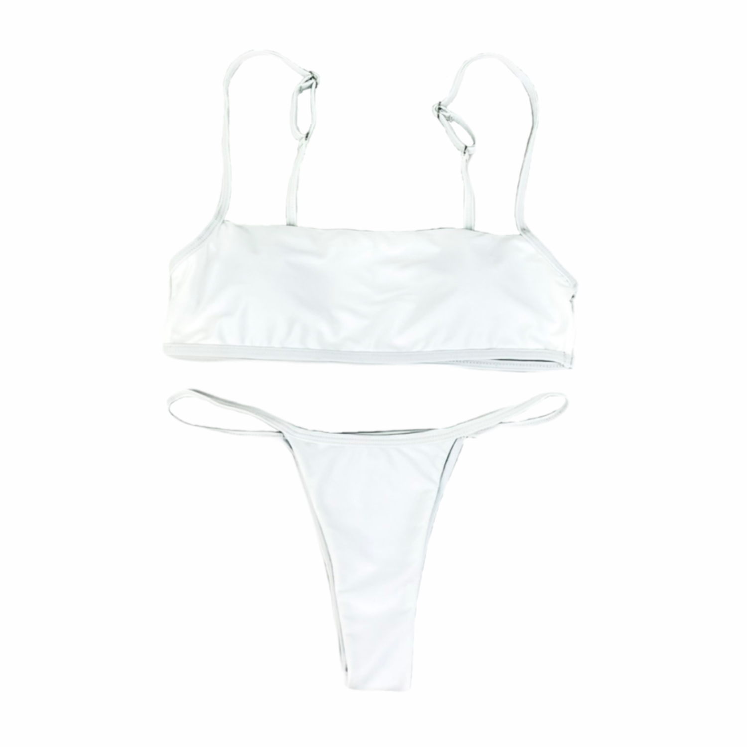 White Hollow Top Bikini Set