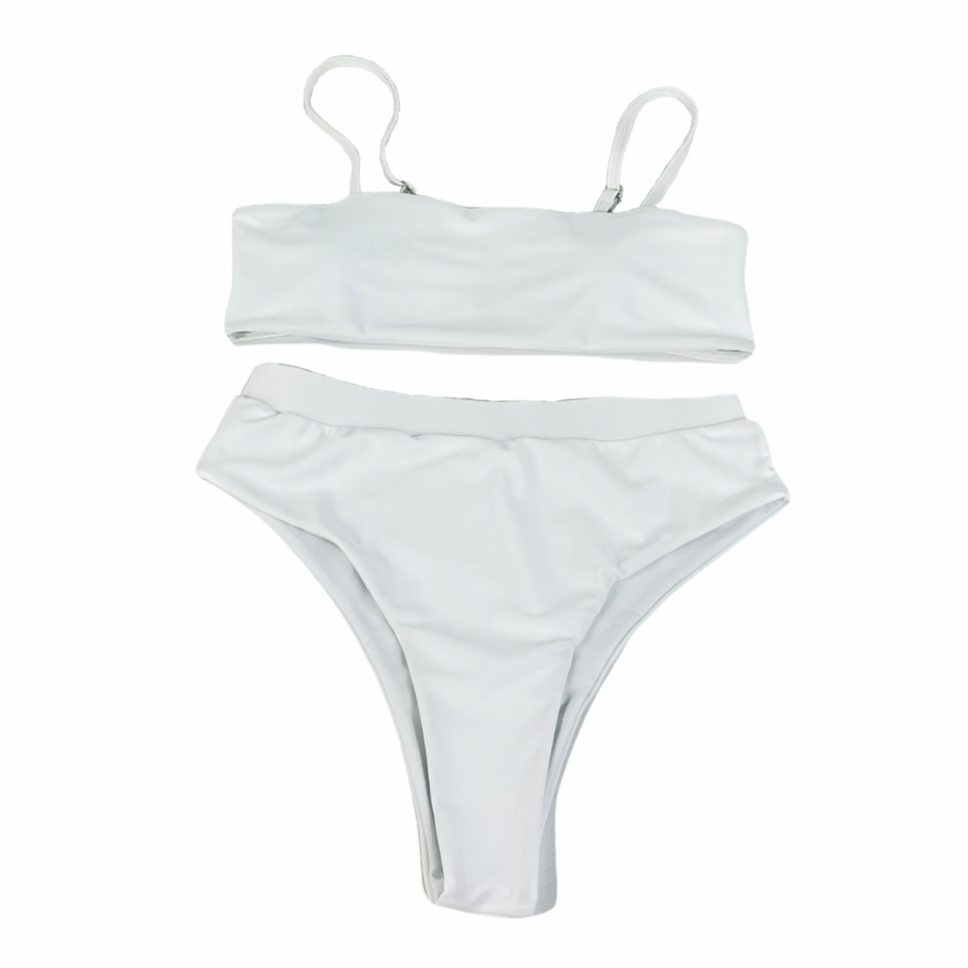 White Spaghetti Strip Bikini Set