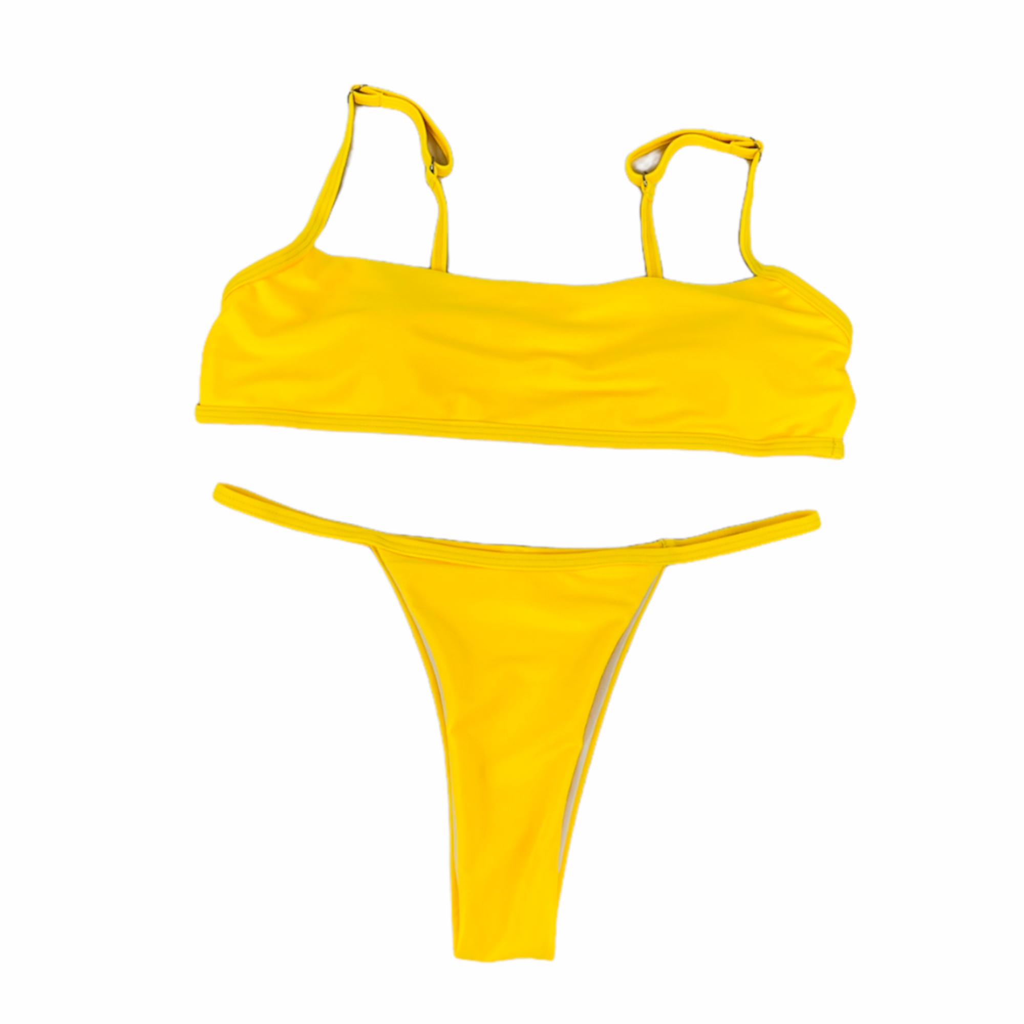 Yellow Hollow Top Bikini Set