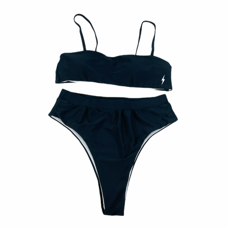 Black Spaghetti Strip Bikini Set - Empty Whole Swimwear