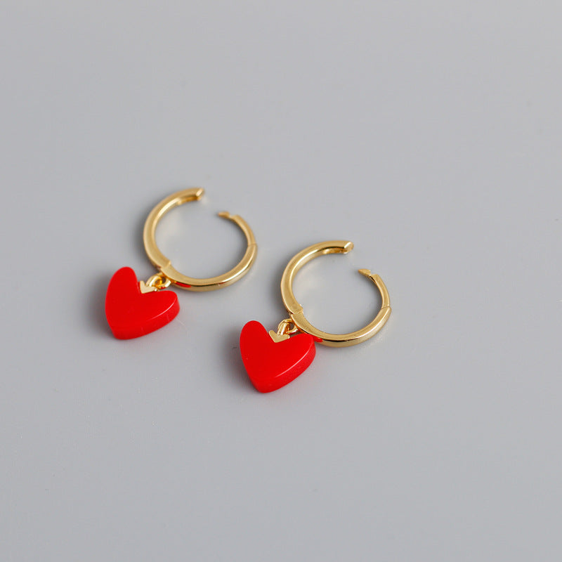 Red Heart Hoop Earrings from Empty Whole