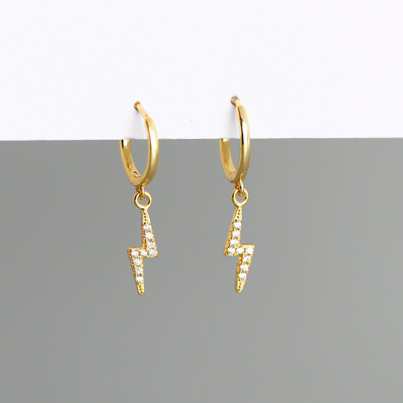Studded Lightning Bolt Hoop Earrings from Empty Whole