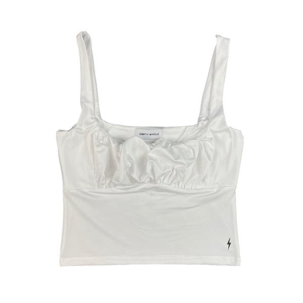 White Front Ruffle Crop Top Empty Whole