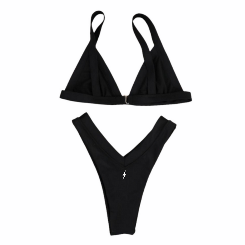 Black High Cut Swim Set - Empty Whole Swimwear