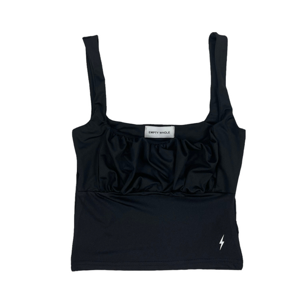 Black Front Ruffle Crop Top Empty Whole