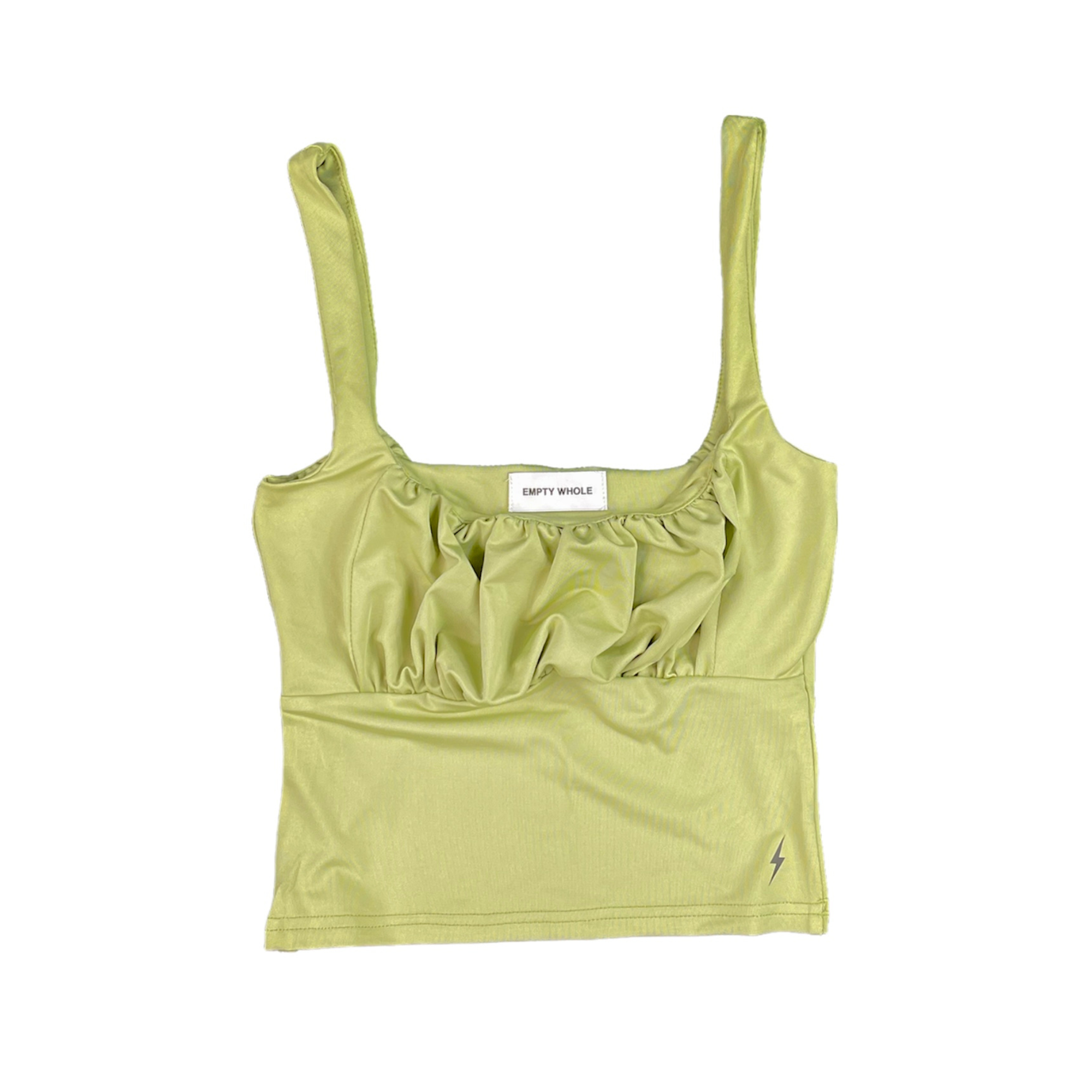 Green Front Ruffle Crop Top Empty Whole