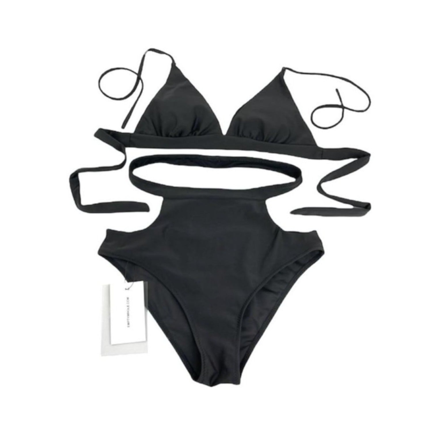 Black Waist Wrap Swim Set - Empty Whole Swimwear