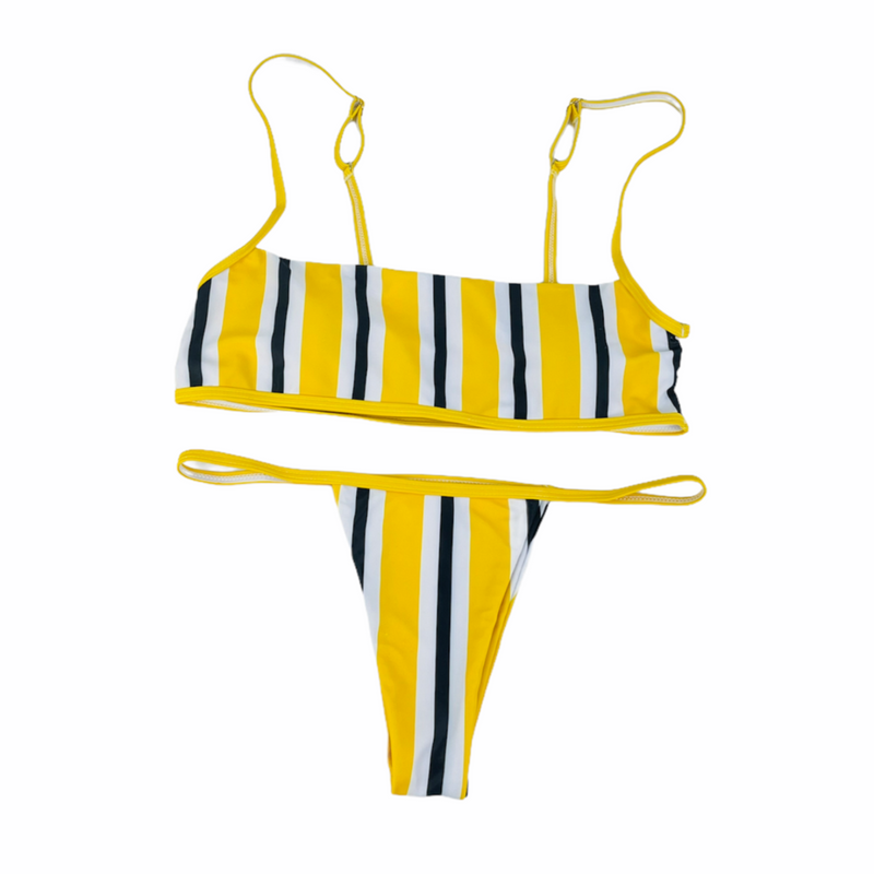Striped Hollow Top Bikini Set - Empty Whole Swimwear