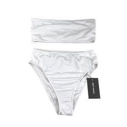 White Simple Bandeau Swim Set - Empty Whole Swimwear