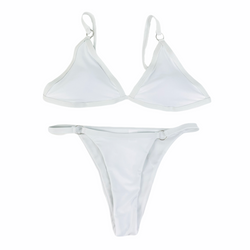 White V-Ring Bikini Set - Empty Whole Swimwear