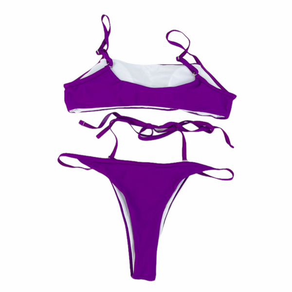 Purple Waist Tie Swim Set - Empty Whole Swimwear