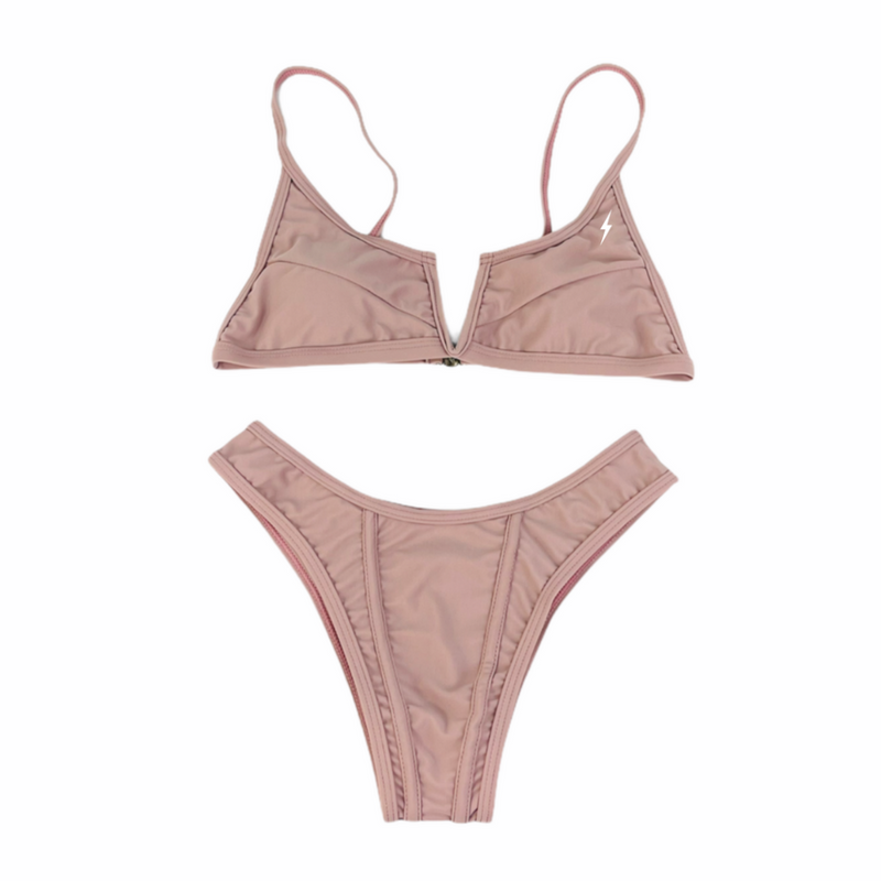 Pink Taupe V-Cut Bikini Set - Empty Whole Swimwear