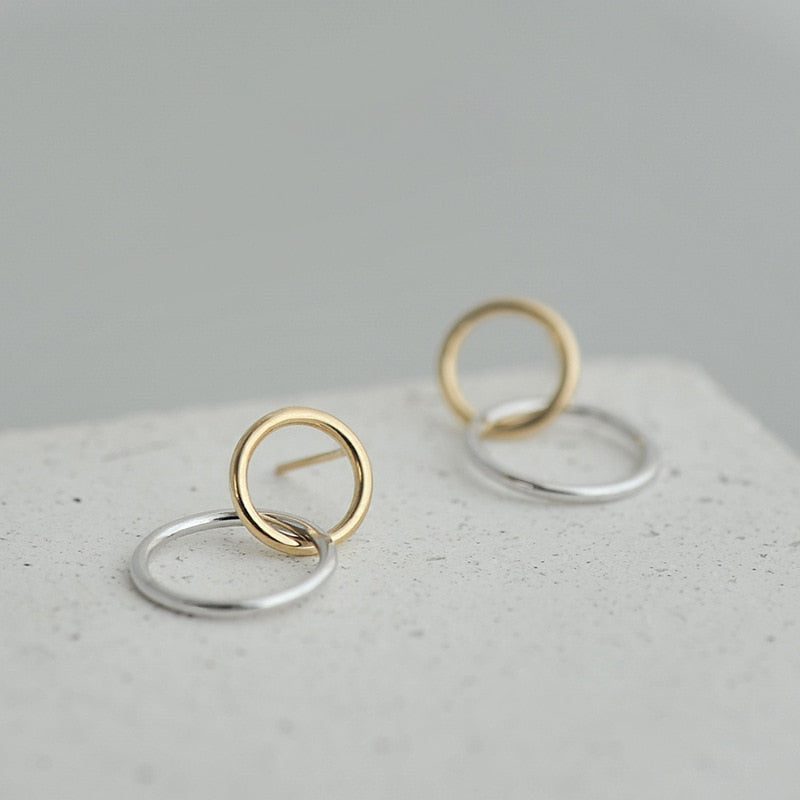 Contrast Double Circle Earrings