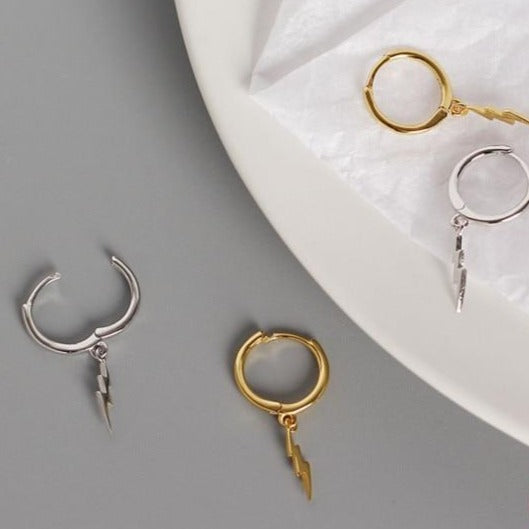  Triple Lightning Bolt Huggie Hoop Earrings from Empty Whole™ Jewelry.
