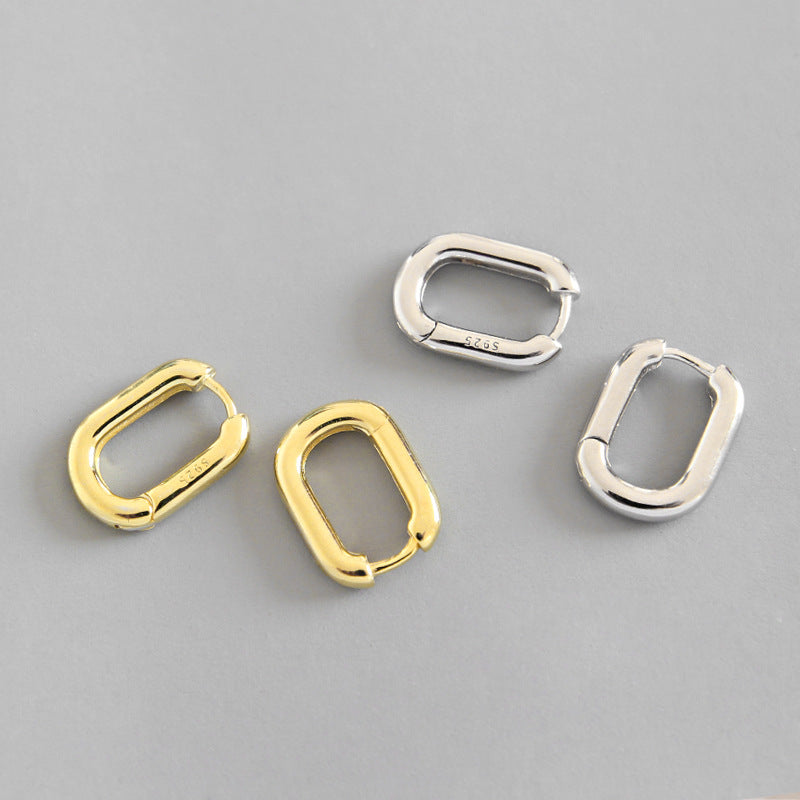 Oval Huggie Earring Empty Whole