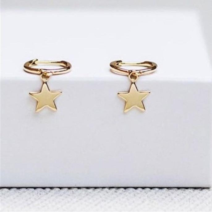 Star Huggie Hoop Earrings Gold Empty Whole Jewelry