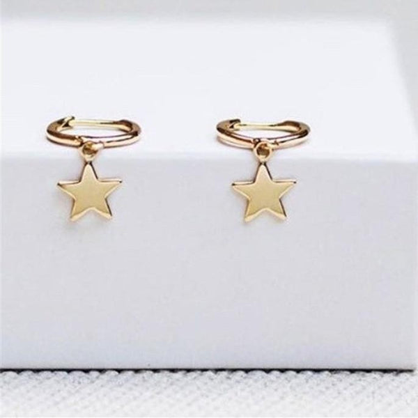 Star Huggie Hoop Earrings Gold Empty Whole Jewelry