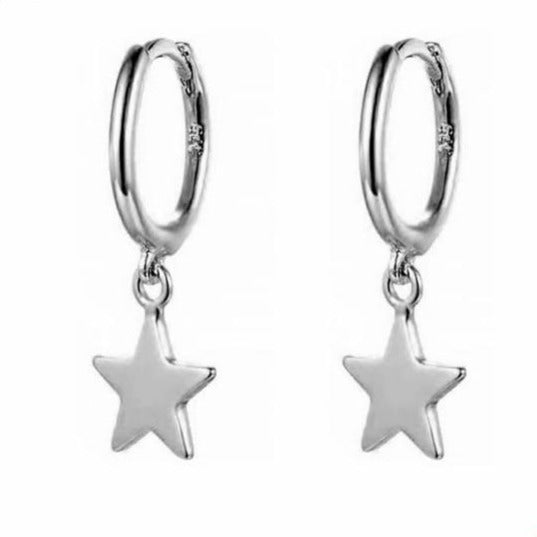 Star Huggie Hoop Earrings Silver Empty Whole Jewelry