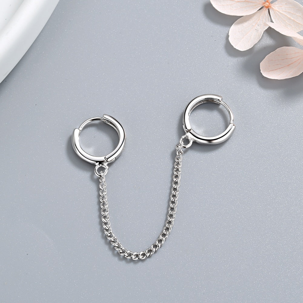 Silver Chain Hoop Earring