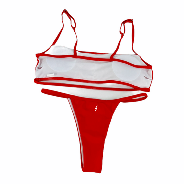 Red Hollow Top Bikini Set - Empty Whole Swimwear