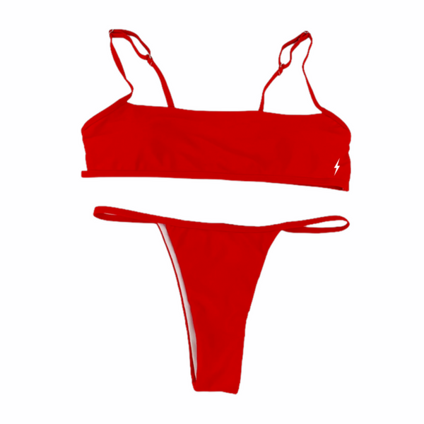 Red Hollow Top Bikini Set - Empty Whole Swimwear