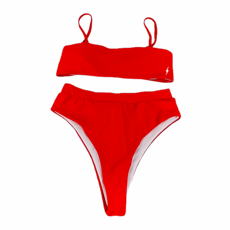 Red Spaghetti Strip Bikini Set - Empty Whole Swimwear