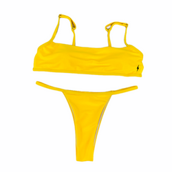 Yellow Hollow Top Bikini Set - Empty Whole Swimwear